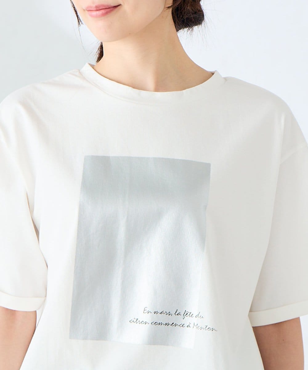 K2KGD38035 a.v.v(アー・ヴェ・ヴェ) 裾ドロストロゴTシャツ ホワイト