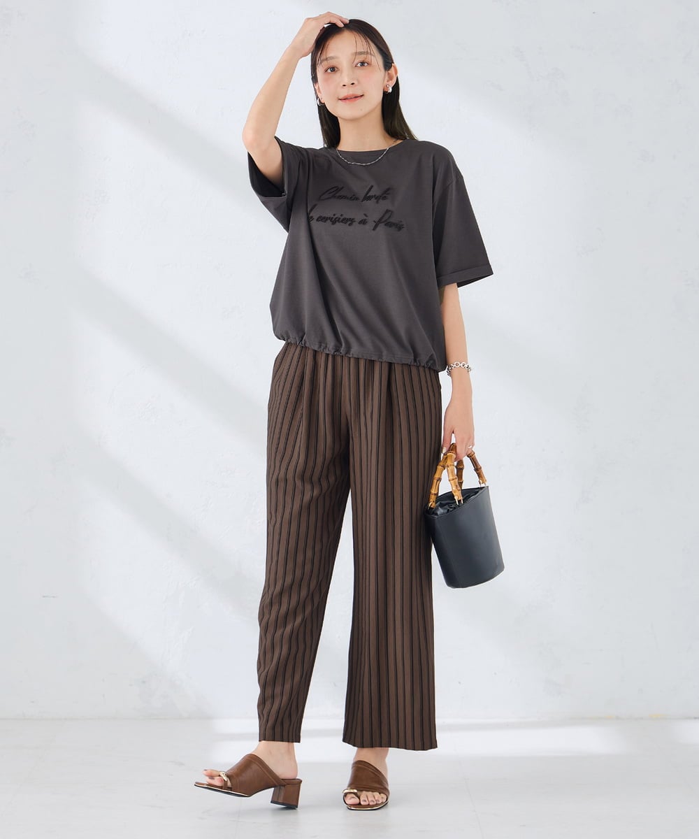 K2KGD38035 a.v.v(アー・ヴェ・ヴェ) 【新色追加】裾ドロストロゴTシャツ ホワイト