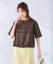 K2KGD38035 a.v.v(アー・ヴェ・ヴェ) 裾ドロストロゴTシャツ ブラウン