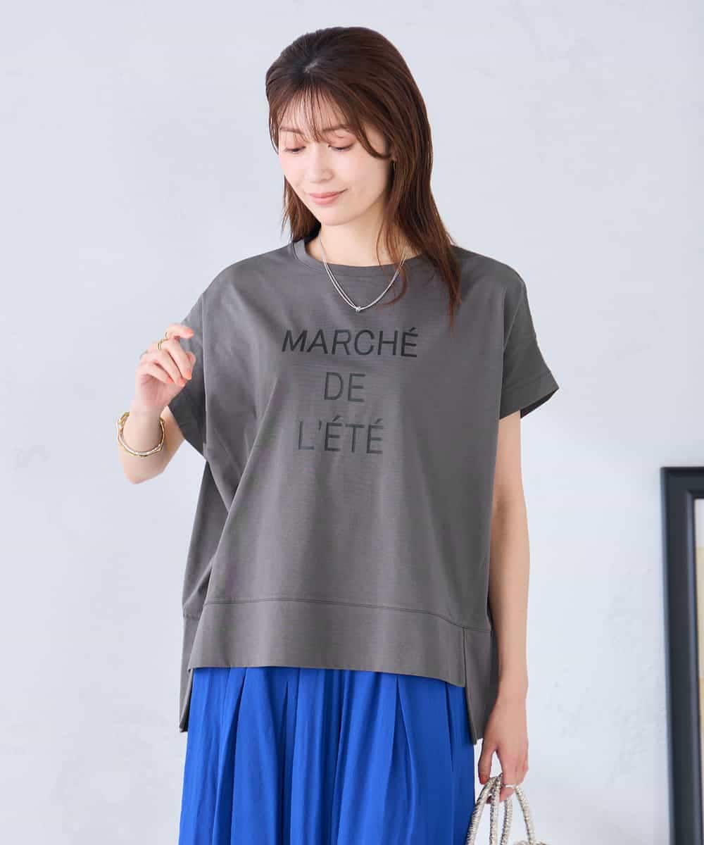 K2KGD39035 a.v.v(アー・ヴェ・ヴェ) ゆるプリントTシャツ ダークグレー（ロゴ）