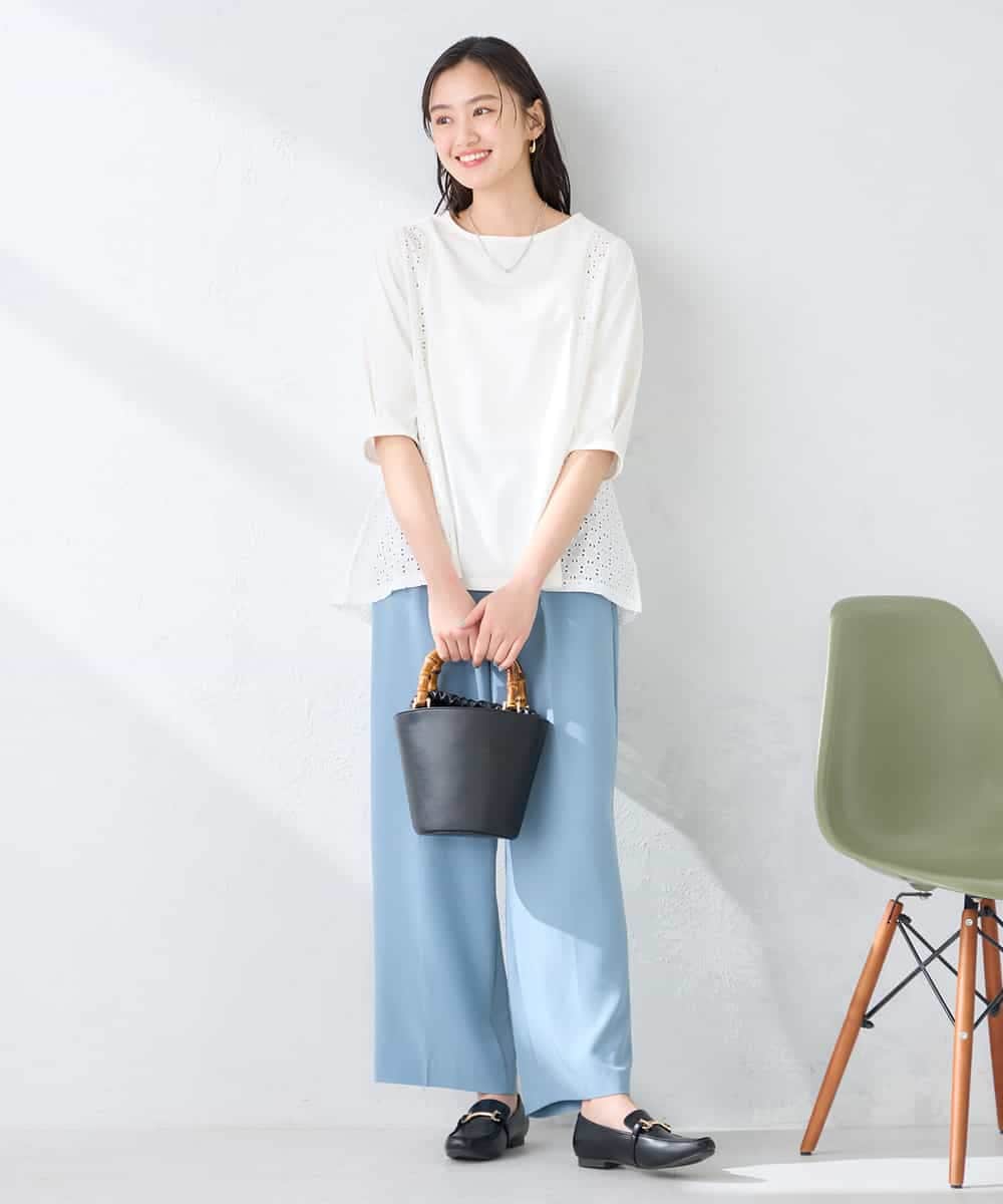 K2KGD41044 a.v.v(アー・ヴェ・ヴェ) レース切替Aラインカットソー ライトイエロー