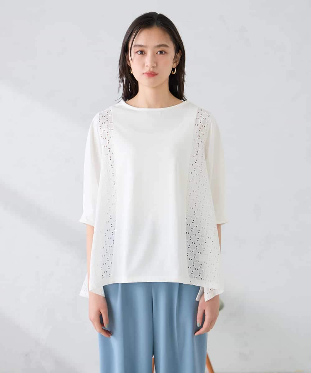 K2KGD41044 a.v.v(アー・ヴェ・ヴェ) レース切替Aラインカットソー ライトイエロー