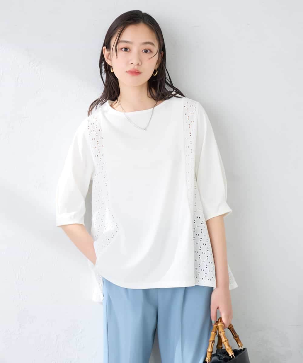 K2KGD41044 a.v.v(アー・ヴェ・ヴェ) レース切替Aラインカットソー ホワイト