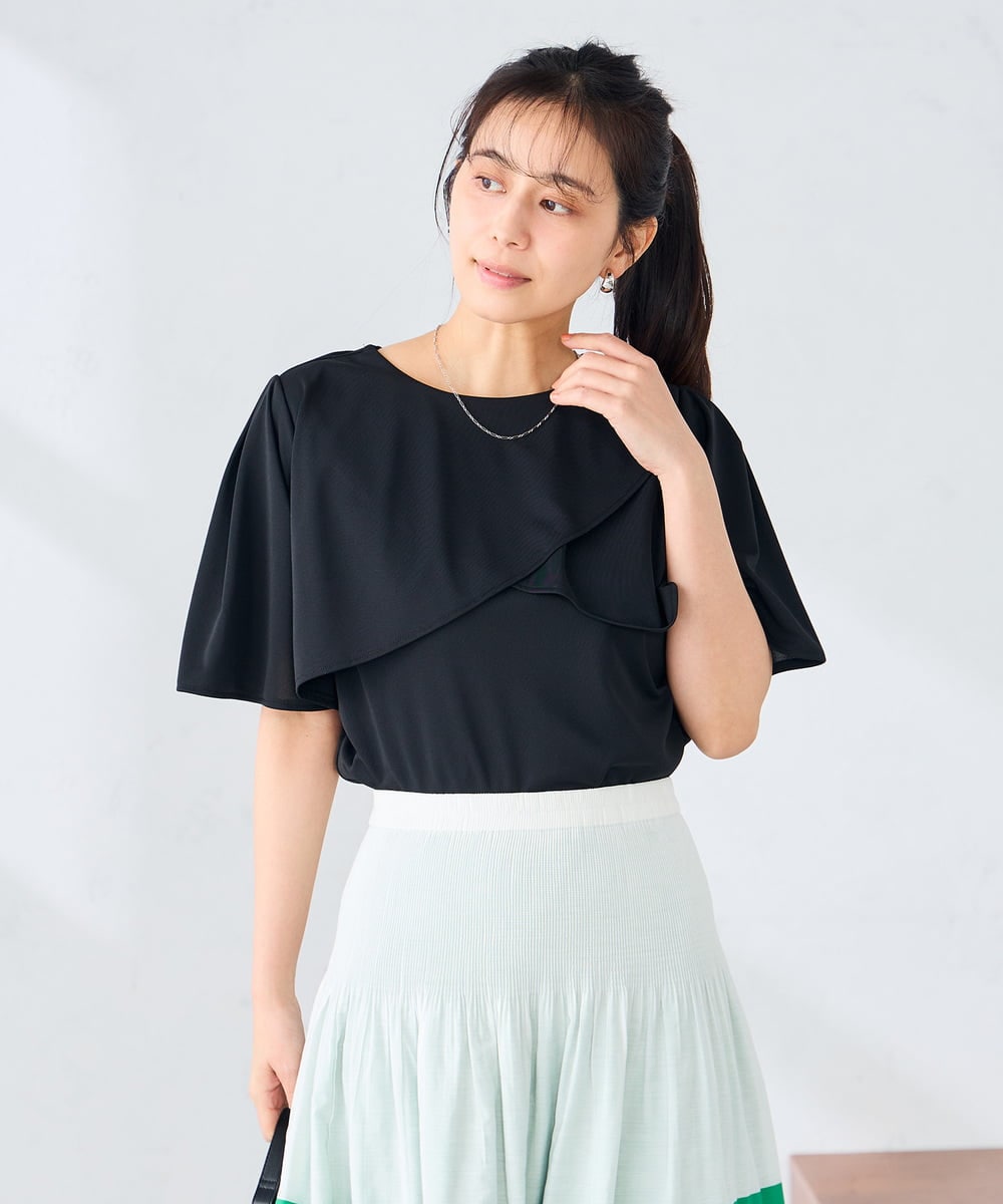 K2KGD42039 a.v.v(アー・ヴェ・ヴェ) 【前後2WAY/接触冷感】フリルデザインカットソー ライトイエロー