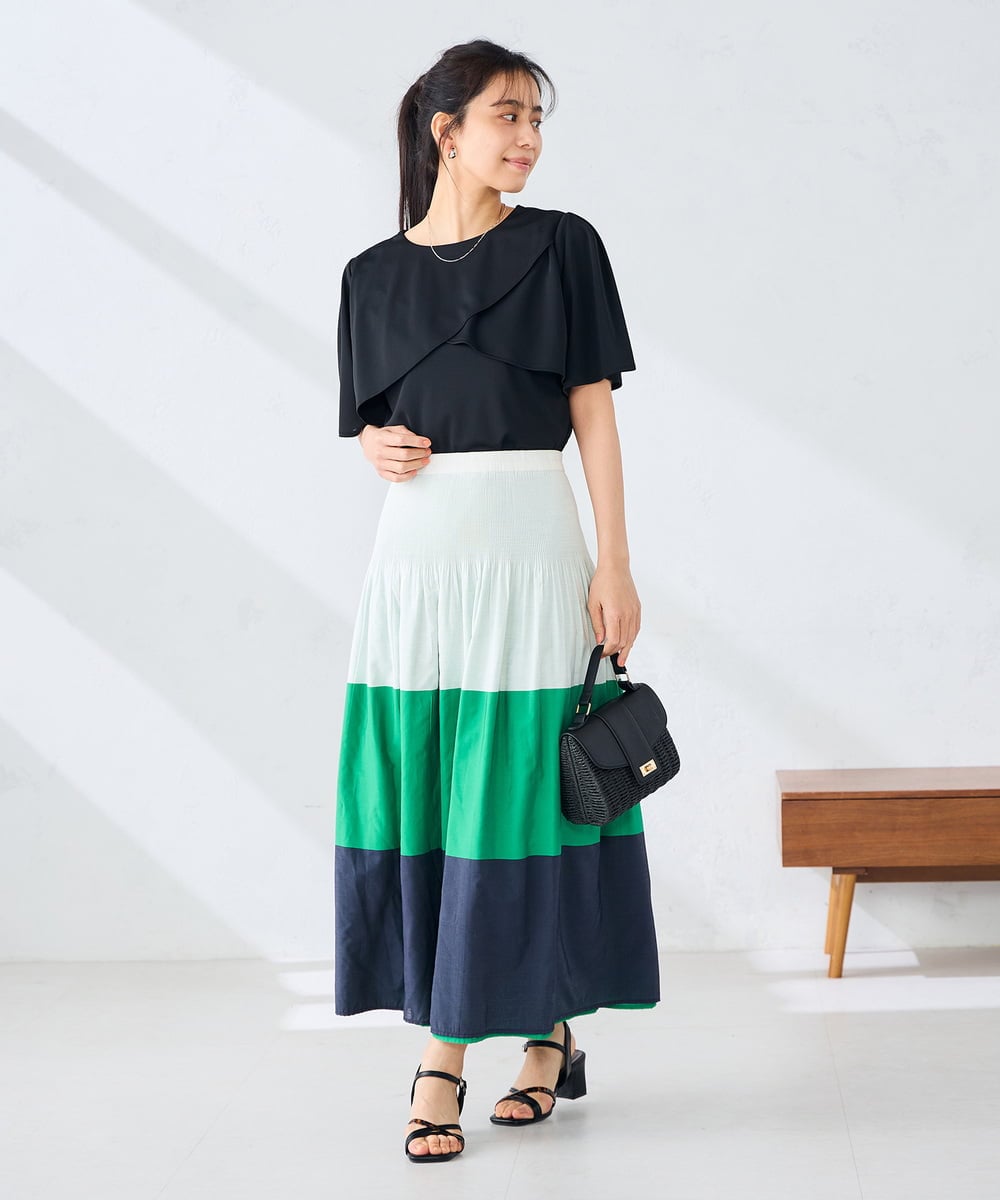 K2KGD42039 a.v.v(アー・ヴェ・ヴェ) 【前後2WAY/接触冷感】フリルデザインカットソー ライトイエロー