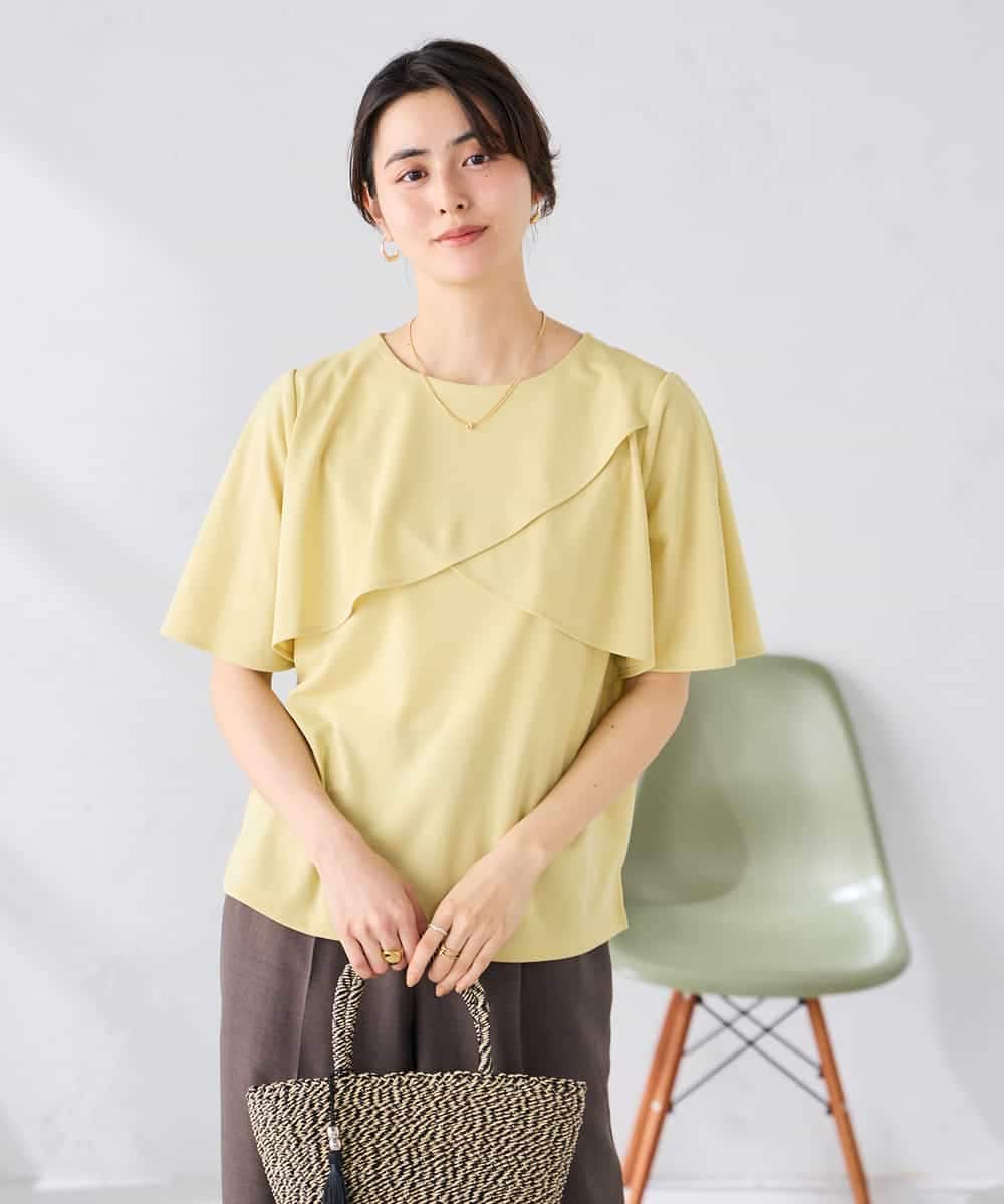 K2KGD42039 a.v.v(アー・ヴェ・ヴェ) 【前後2WAY/接触冷感】フリルデザインカットソー ライトイエロー