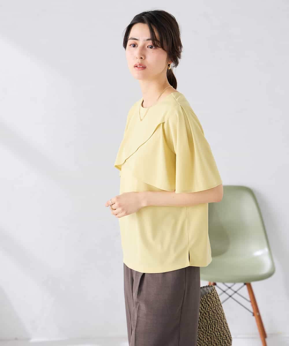 K2KGD42039 a.v.v(アー・ヴェ・ヴェ) 【前後2WAY/接触冷感】フリルデザインカットソー ライトイエロー