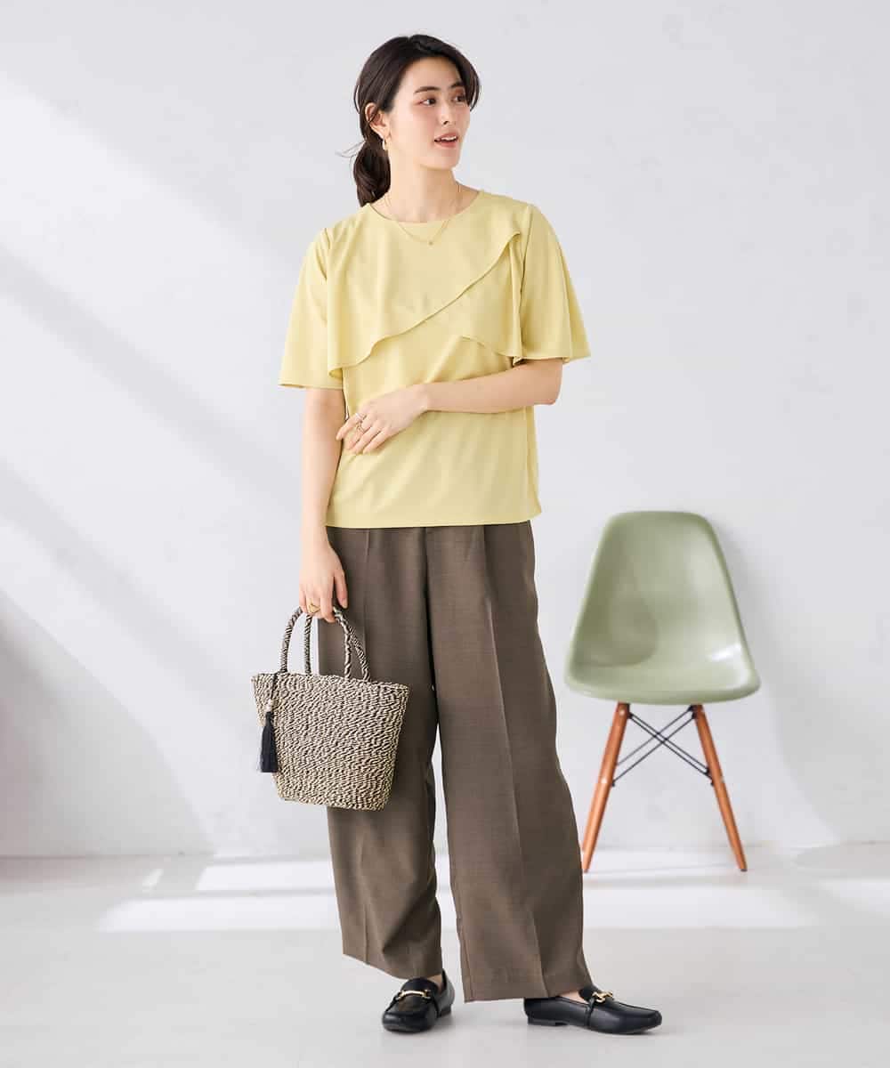 K2KGD42039 a.v.v(アー・ヴェ・ヴェ) 【前後2WAY/接触冷感】フリルデザインカットソー ライトイエロー