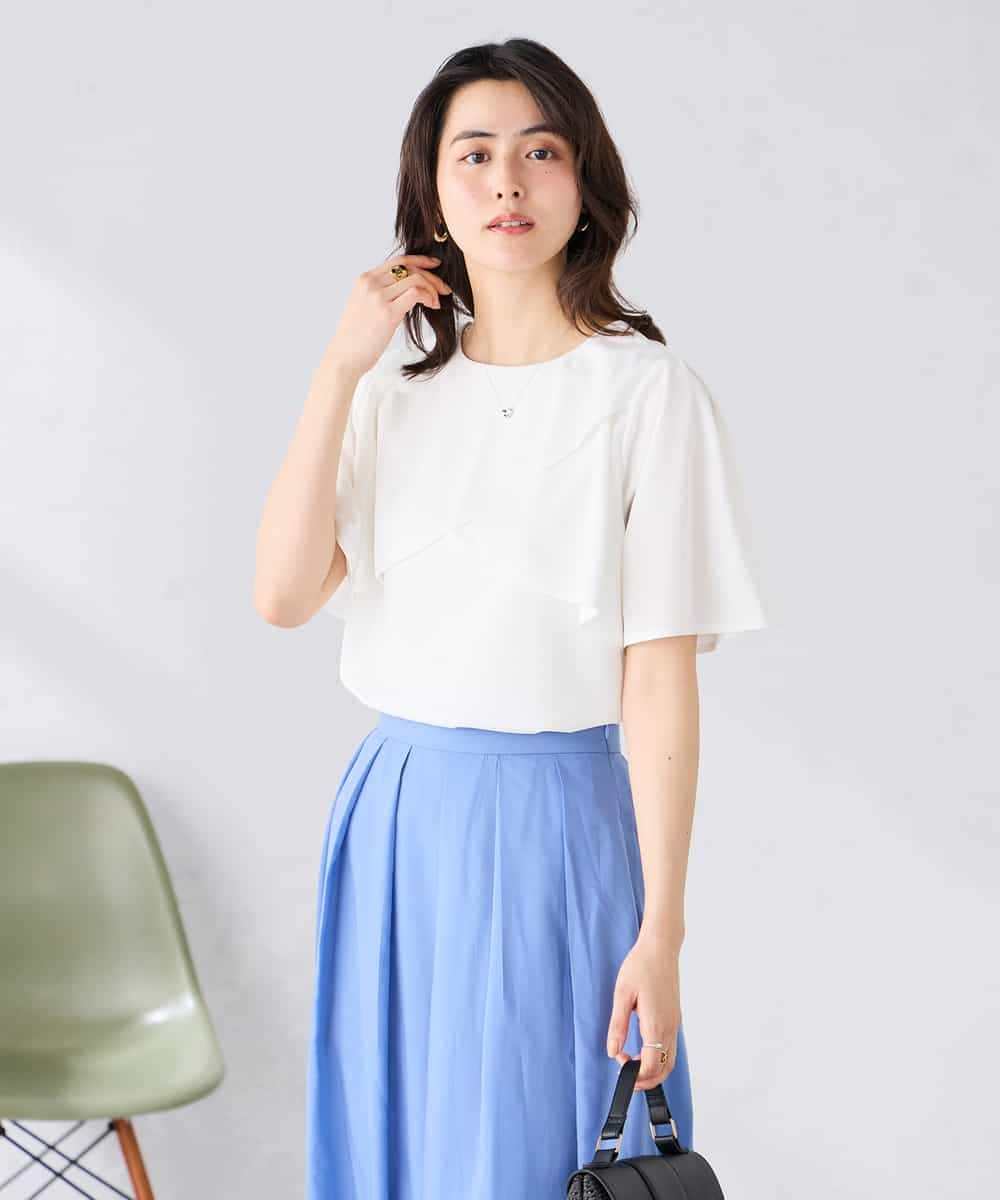 K2KGD42039 a.v.v(アー・ヴェ・ヴェ) 【前後2WAY/接触冷感】フリルデザインカットソー アイボリー