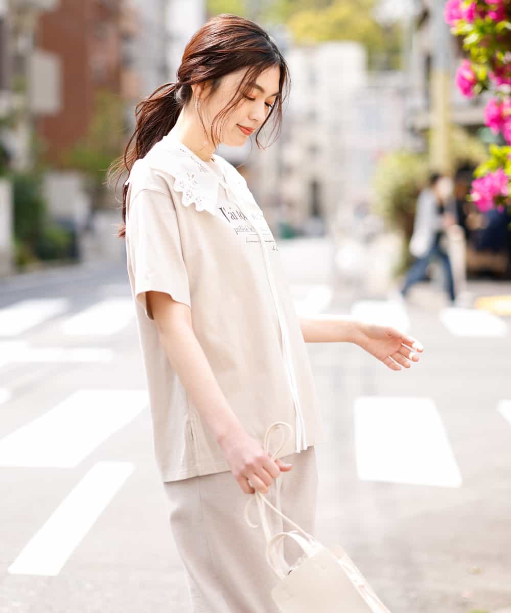 K2KGM57029 a.v.v(アー・ヴェ・ヴェ) 【抗菌・防臭加工】半袖ロゴTシャツ ベージュ