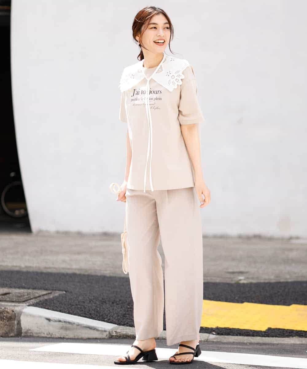 K2KGM57029 a.v.v(アー・ヴェ・ヴェ) 【抗菌・防臭加工】半袖ロゴTシャツ ベージュ
