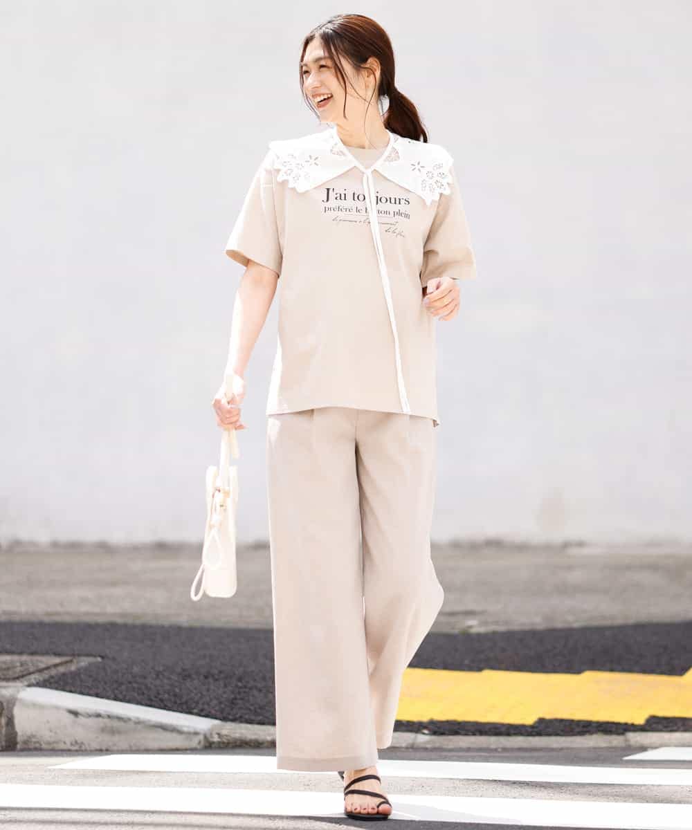 K2KGM57029 a.v.v(アー・ヴェ・ヴェ) 【抗菌・防臭加工】半袖ロゴTシャツ ベージュ