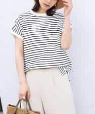 K2KGP52019 a.v.v(アー・ヴェ・ヴェ) 大人のプチハイネックＴシャツ オフ白×黒ボーダー