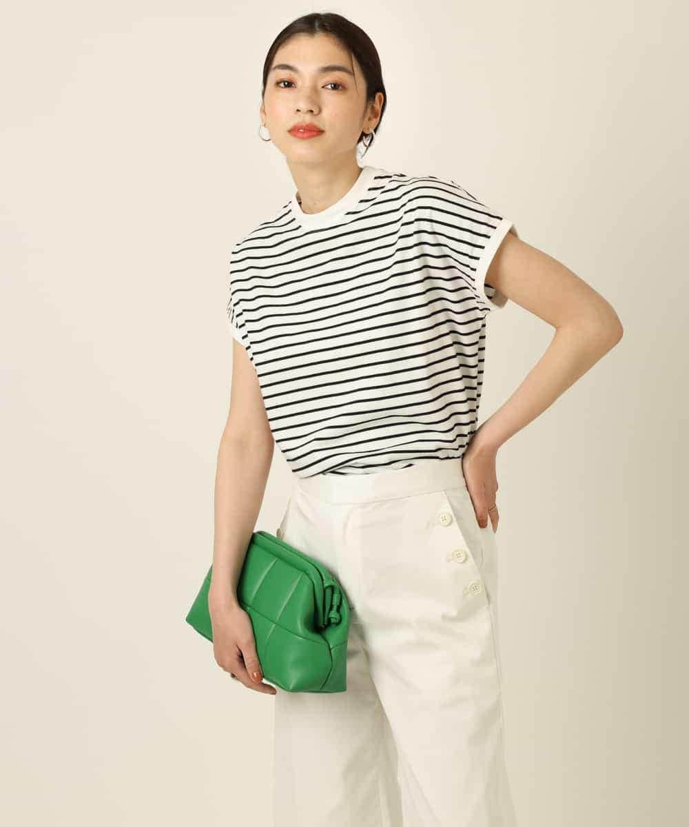 K2KGP52019 a.v.v(アー・ヴェ・ヴェ) 大人のプチハイネックＴシャツ オフ白×黒ボーダー