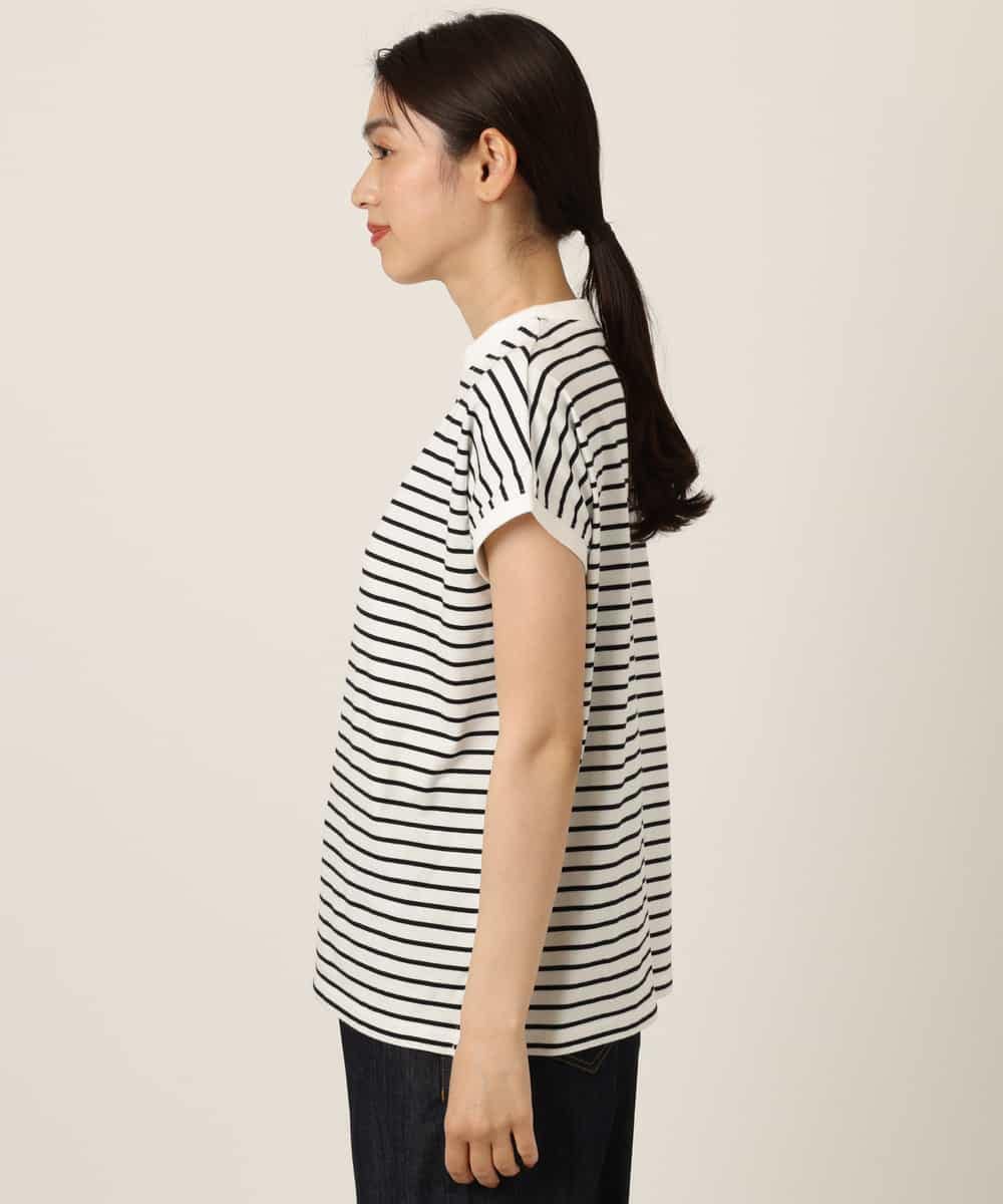 K2KGP52019 a.v.v(アー・ヴェ・ヴェ) 大人のプチハイネックＴシャツ オフ白×黒ボーダー