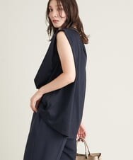 K2KGS37039 a.v.v(アー・ヴェ・ヴェ) 【汗染み防止】ハイネックフレンチスリーブタックトップス ネイビー
