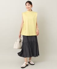 K2KGS37039 a.v.v(アー・ヴェ・ヴェ) 【汗染み防止】ハイネックフレンチスリーブタックトップス ネイビー