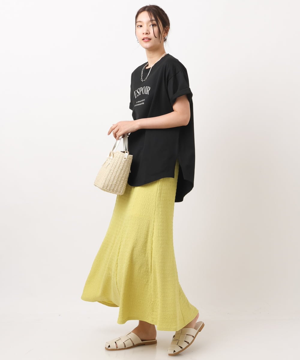 K2KGS44029 a.v.v(アー・ヴェ・ヴェ) フレンチロゴプリントランドヘムTシャツ ブラック