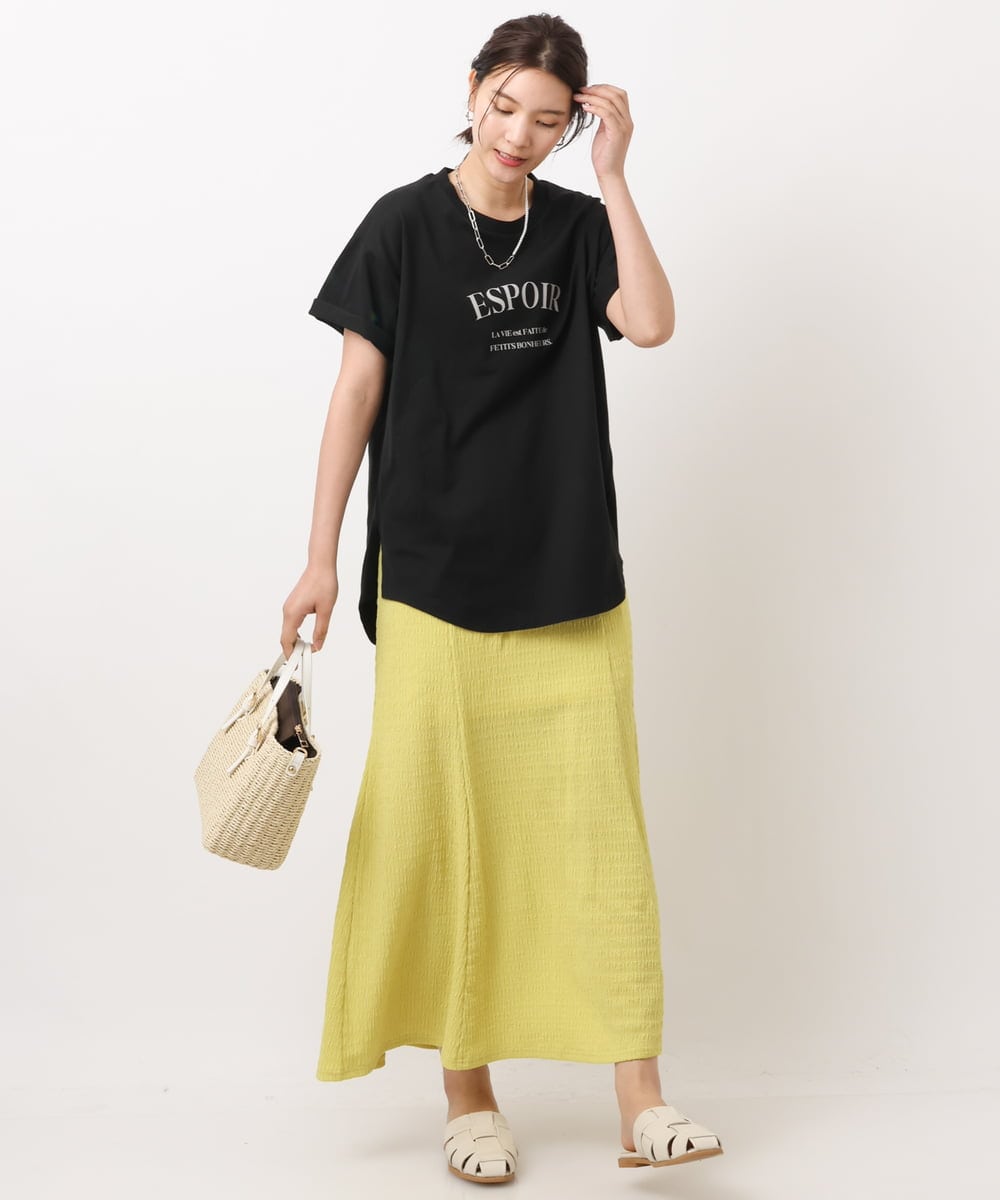 K2KGS44029 a.v.v(アー・ヴェ・ヴェ) フレンチロゴプリントランドヘムTシャツ ブラック