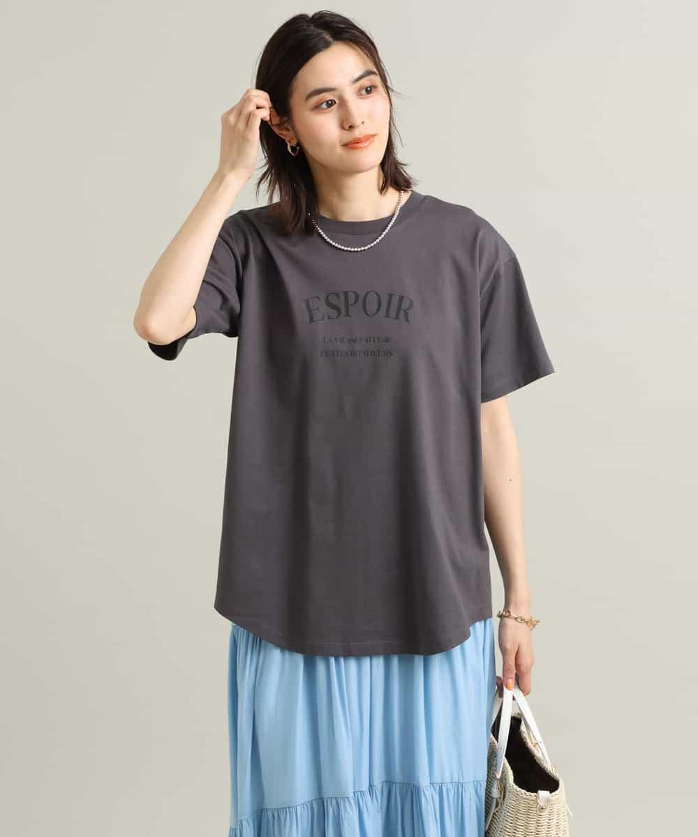 K2KGS44029 a.v.v(アー・ヴェ・ヴェ) フレンチロゴプリントランドヘムTシャツ ブラック