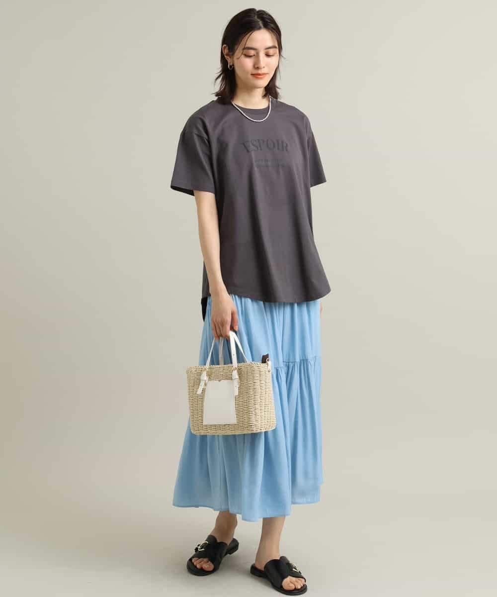 K2KGS44029 a.v.v(アー・ヴェ・ヴェ) フレンチロゴプリントランドヘムTシャツ ブラック