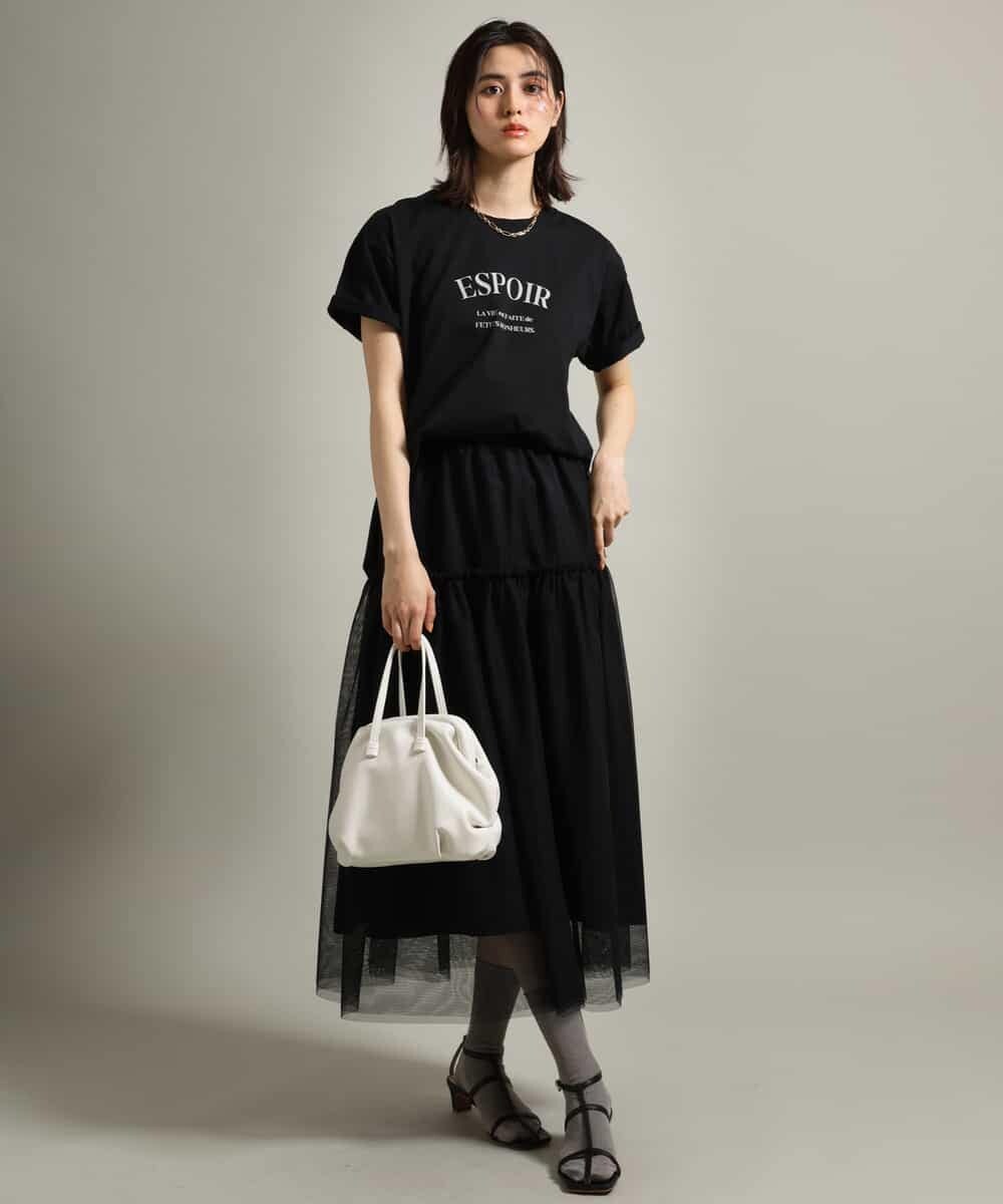 K2KGS44029 a.v.v(アー・ヴェ・ヴェ) フレンチロゴプリントランドヘムTシャツ ブラック