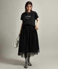 K2KGS44029 a.v.v(アー・ヴェ・ヴェ) フレンチロゴプリントランドヘムTシャツ ブラック