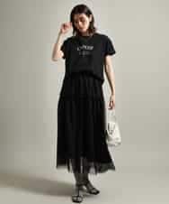 K2KGS44029 a.v.v(アー・ヴェ・ヴェ) フレンチロゴプリントランドヘムTシャツ ブラック