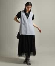 K2KGS44029 a.v.v(アー・ヴェ・ヴェ) フレンチロゴプリントランドヘムTシャツ ブラック