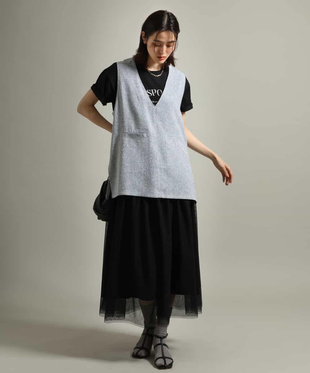 K2KGS44029 a.v.v(アー・ヴェ・ヴェ) フレンチロゴプリントランドヘムTシャツ ブラック