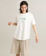 K2KGS44029 a.v.v(アー・ヴェ・ヴェ) フレンチロゴプリントランドヘムTシャツ ブラック