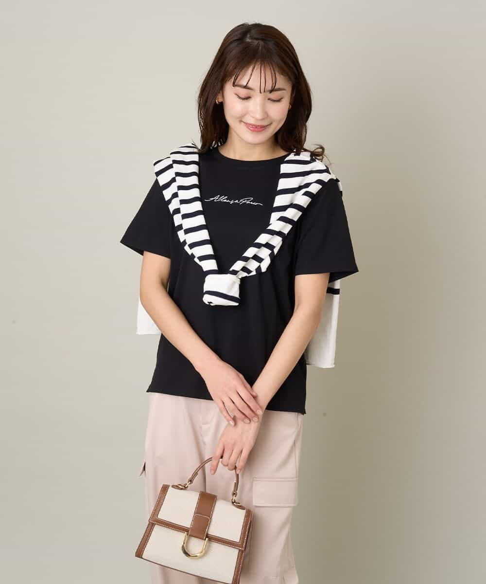 K2KGV28034 a.v.v(アー・ヴェ・ヴェ) 刺繍ロゴTシャツ ブラック