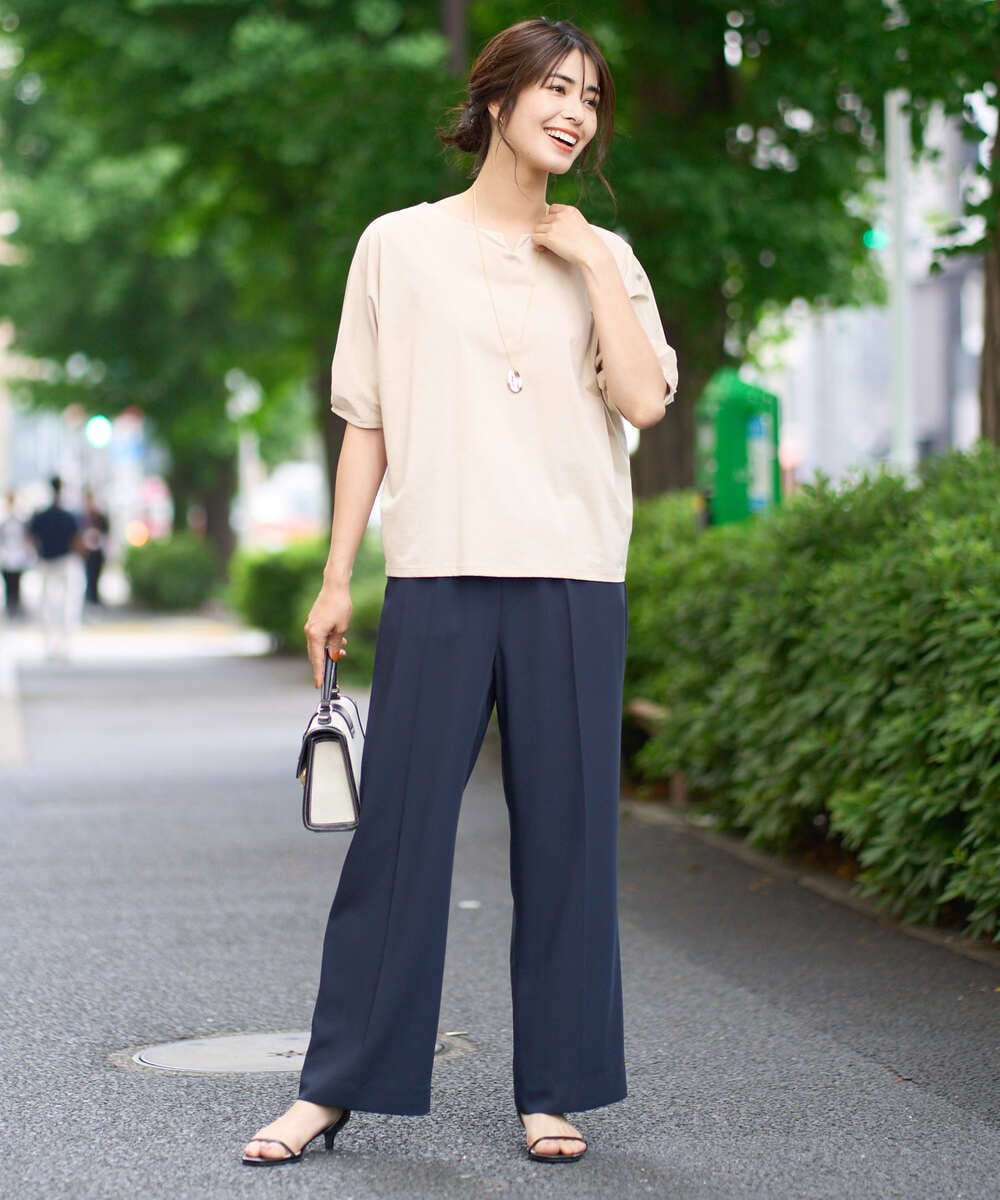 K2KGV85034 a.v.v(アー・ヴェ・ヴェ) 【接触冷感/UVカット】タックドルマンスリーブトップス【WEB限定】 ブラック