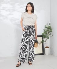 K2KHA46034 a.v.v(アー・ヴェ・ヴェ) 【コットン100%】フレンチスリーブロゴTシャツ グレージュ