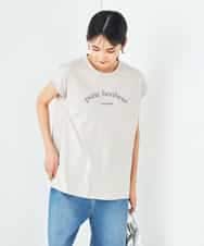 K2KHA46034 a.v.v(アー・ヴェ・ヴェ) 【コットン100%】フレンチスリーブロゴTシャツ グレージュ