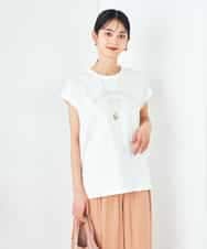 K2KHA46034 a.v.v(アー・ヴェ・ヴェ) 【コットン100%】フレンチスリーブロゴTシャツ グレージュ