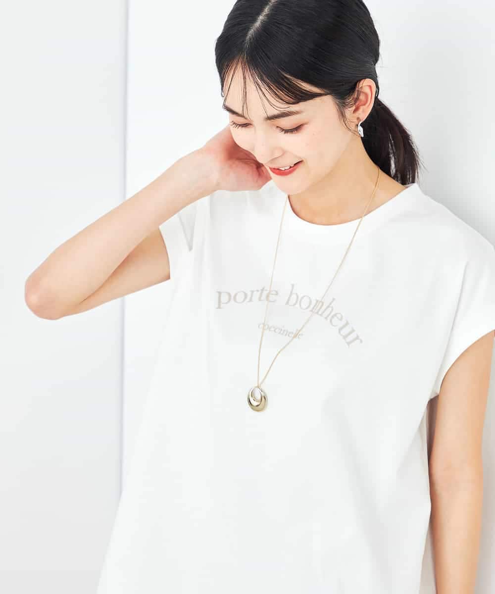 K2KHA46034 a.v.v(アー・ヴェ・ヴェ) 【コットン100%】フレンチスリーブロゴTシャツ グレージュ