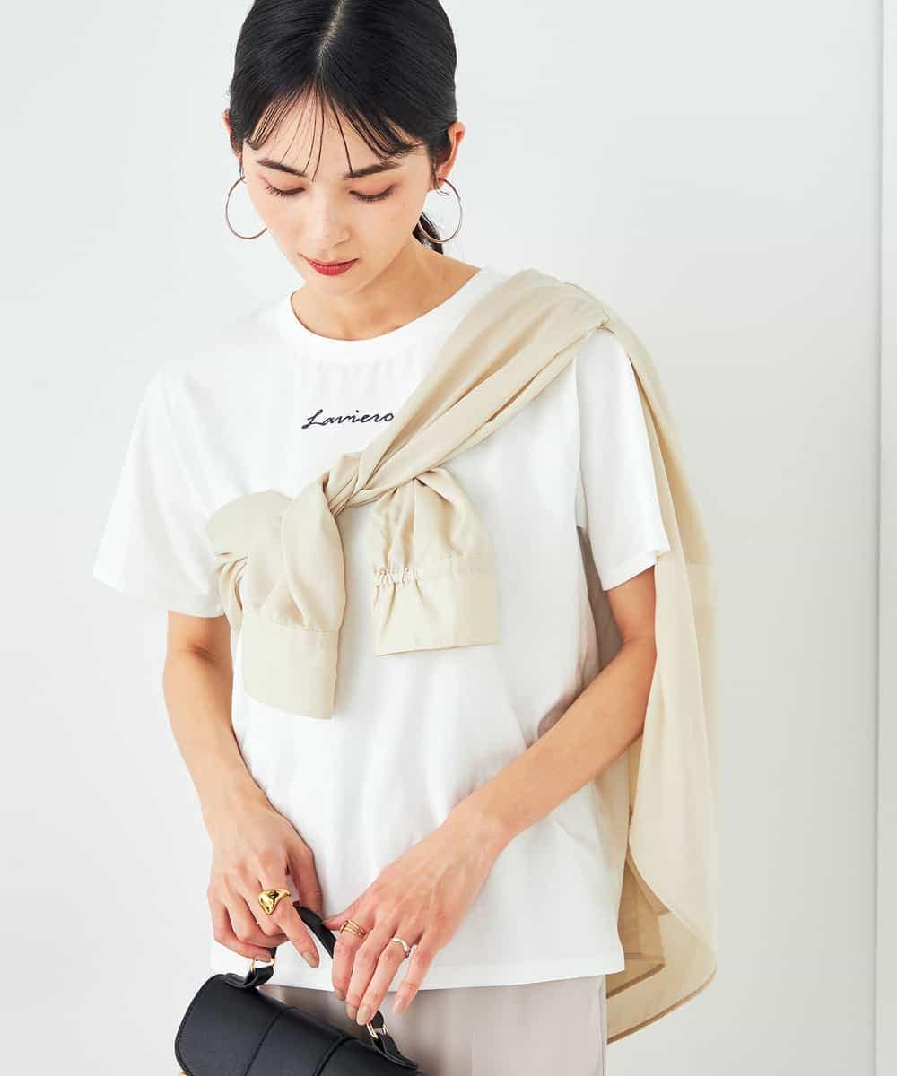 K2KHA54034 a.v.v(アー・ヴェ・ヴェ) 【コットン100%】コンパクト刺繍ロゴTシャツ グレージュ