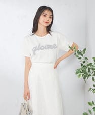 K2KHA59039 a.v.v(アー・ヴェ・ヴェ) 【コットン100%】チュールロゴ刺繍Tシャツ ホワイト
