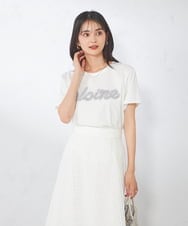 K2KHA59039 a.v.v(アー・ヴェ・ヴェ) 【コットン100%】チュールロゴ刺繍Tシャツ ホワイト