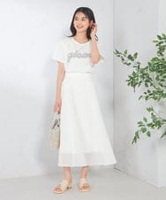 K2KHA59039 a.v.v(アー・ヴェ・ヴェ) 【コットン100%】チュールロゴ刺繍Tシャツ ホワイト