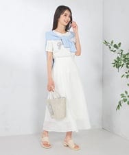 K2KHA59039 a.v.v(アー・ヴェ・ヴェ) 【コットン100%】チュールロゴ刺繍Tシャツ ホワイト