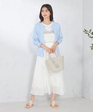K2KHA59039 a.v.v(アー・ヴェ・ヴェ) 【コットン100%】チュールロゴ刺繍Tシャツ ホワイト