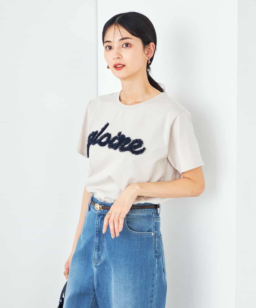 K2KHA59039 a.v.v(アー・ヴェ・ヴェ) 【コットン100%】チュールロゴ刺繍Tシャツ ホワイト