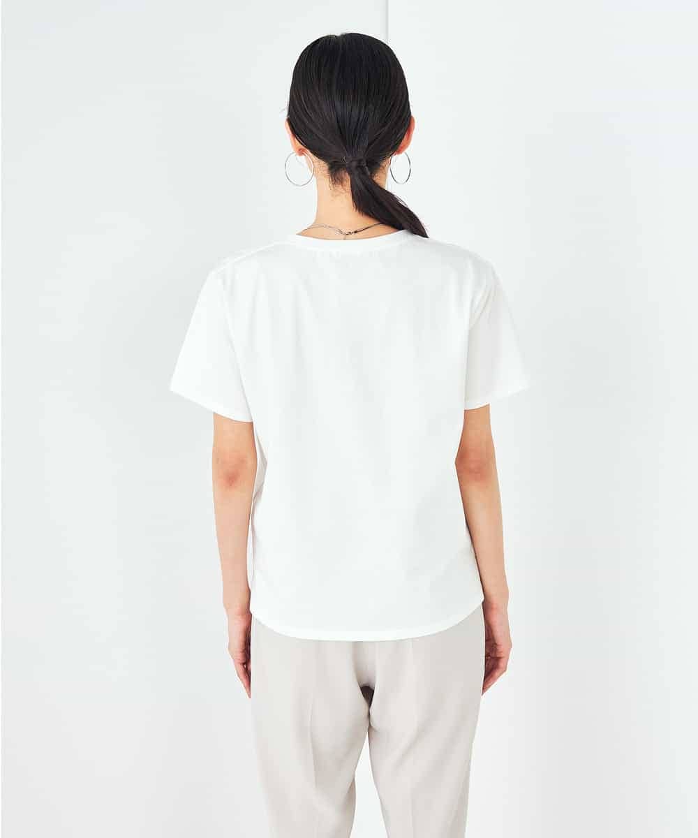 K2KHA59039 a.v.v(アー・ヴェ・ヴェ) 【コットン100%】チュールロゴ刺繍Tシャツ ホワイト