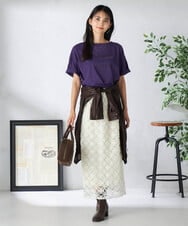 K2KHA68034 a.v.v(アー・ヴェ・ヴェ) 【接触冷感/UVカット】ボートネックロゴTシャツ ピンク