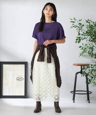K2KHA68034 a.v.v(アー・ヴェ・ヴェ) 【接触冷感/UVカット】ボートネックロゴTシャツ ピンク