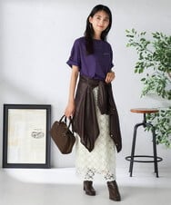 K2KHA68034 a.v.v(アー・ヴェ・ヴェ) 【接触冷感/UVカット】ボートネックロゴTシャツ ピンク