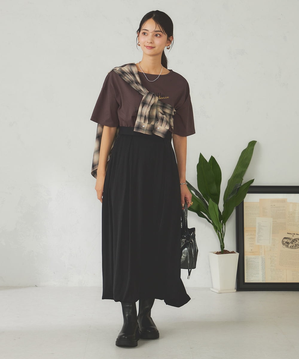K2KHA68034 a.v.v(アー・ヴェ・ヴェ) 【接触冷感/UVカット】ボートネックロゴTシャツ ピンク