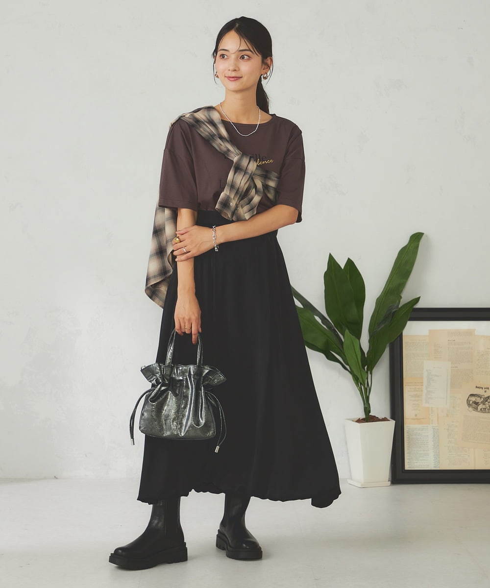 K2KHA68034 a.v.v(アー・ヴェ・ヴェ) 【接触冷感/UVカット】ボートネックロゴTシャツ ピンク